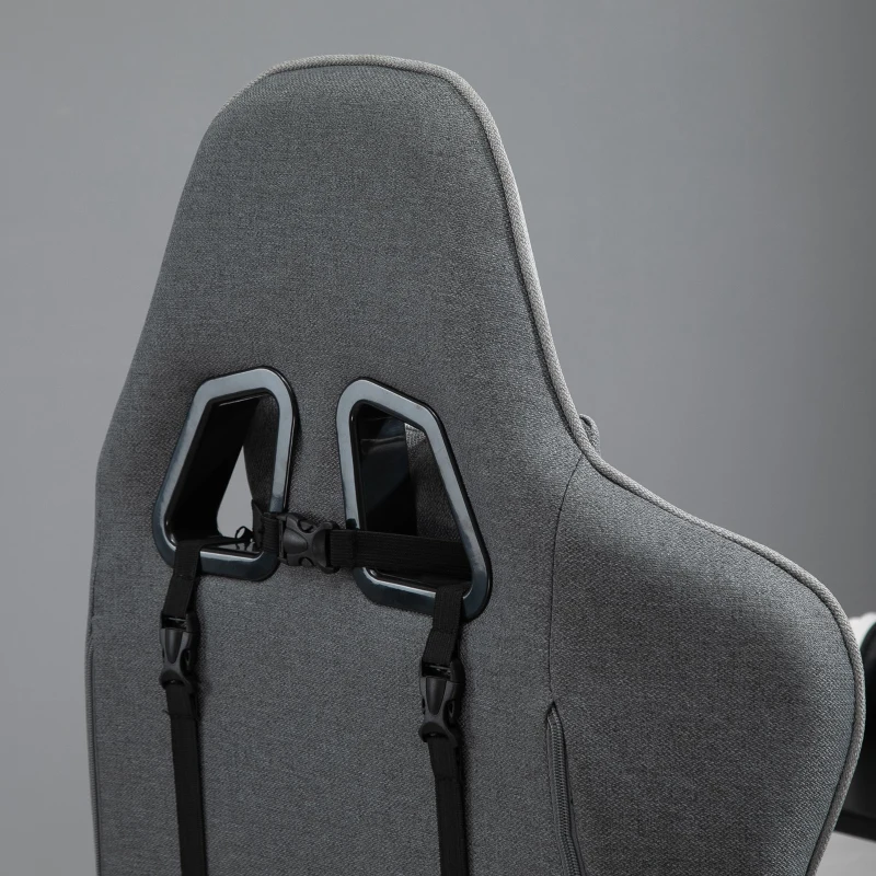 Vinsetto Bürostuhl Computerstuhl Drehstuhl mit abnehmbarem Kopf- und Lendenkissen Wippenfunktion ergonomischer Schreibtischstuhl drehbar höhenverstellbar mit Fußstütze PP Grau 73x57x127-135 cm