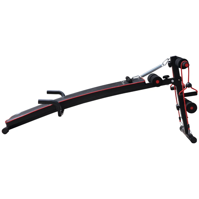 HOMCOM Banco de Abdominais com Altura Ajustável Banco de Musculação para Treinos de Abdomen Costas e Pernas 55,5x137,5x68 cm Preto e Vermelho