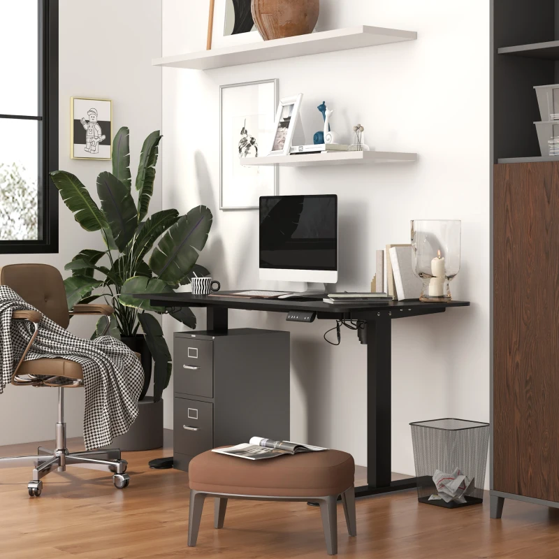 Vinsetto Verstelbaar Zit-Stabureau Computertafel, 140 cm x 70 cm x 116 cm, Zwart(m-10)