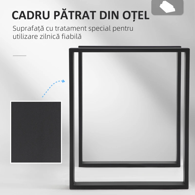 HOMCOM Set 2 Picioare de Masă Dreptunghiulare din Oțel, 60x8x72 cm, Negru