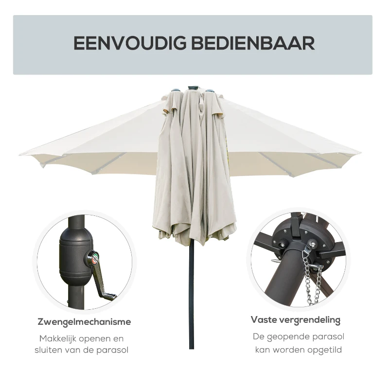 Outsunny parasol ovaal crème wit 440 x 260 cm
