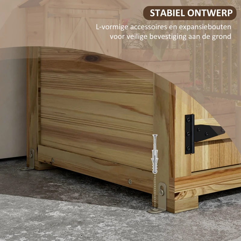 Outsunny Tuinhuis Tuinschuur Tuinkast, weerbestendig, vintage design, 102 cm x 54 cm x 177 cm, Natuur(m-7)