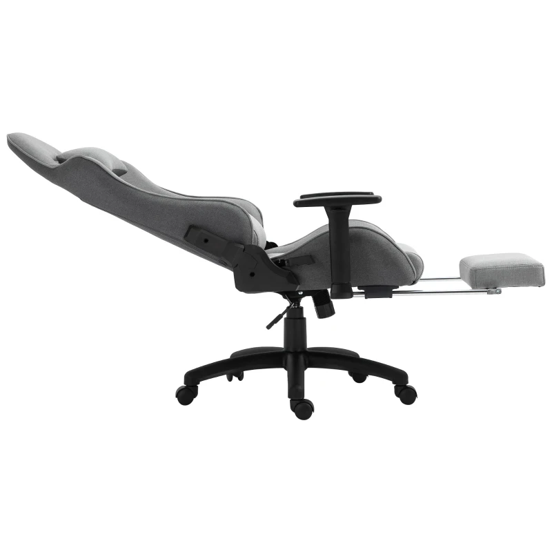 Vinsetto Bürostuhl Computerstuhl Drehstuhl mit abnehmbarem Kopf- und Lendenkissen Wippenfunktion ergonomischer Schreibtischstuhl drehbar höhenverstellbar mit Fußstütze PP Grau 73x57x127-135 cm