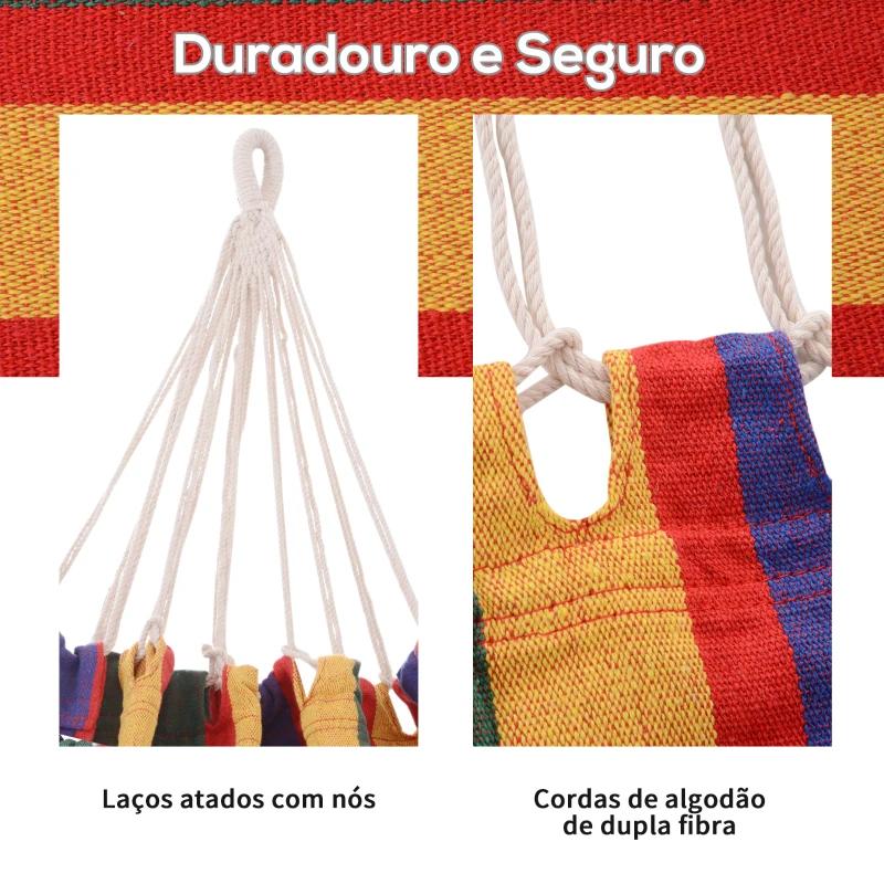 Outsunny Cama Rede Portátil Individual para Campismo Piscina Jardim Carga Máxima 120kg 200x100cm Multicor