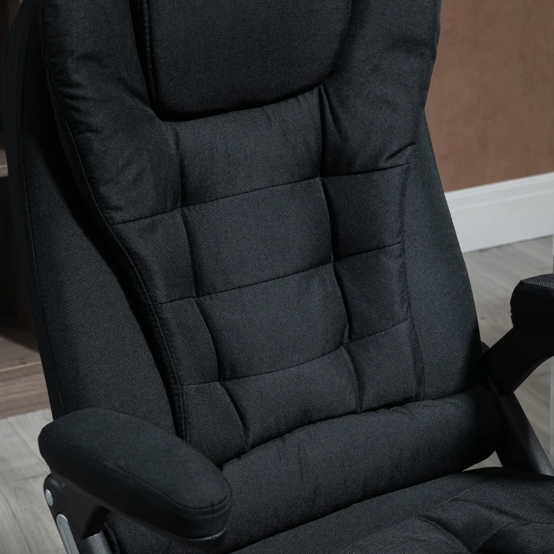 Vinsetto Bürostuhl Computerstuhl entspanntes Hinlegen höhenverstellbarer Schreibtischstuhl  ergonomisch 360° Schaumstoff Kunststoff-Kunststoff leinenartiges Polyester Schwarz 65 x 72 x 100-120 cm