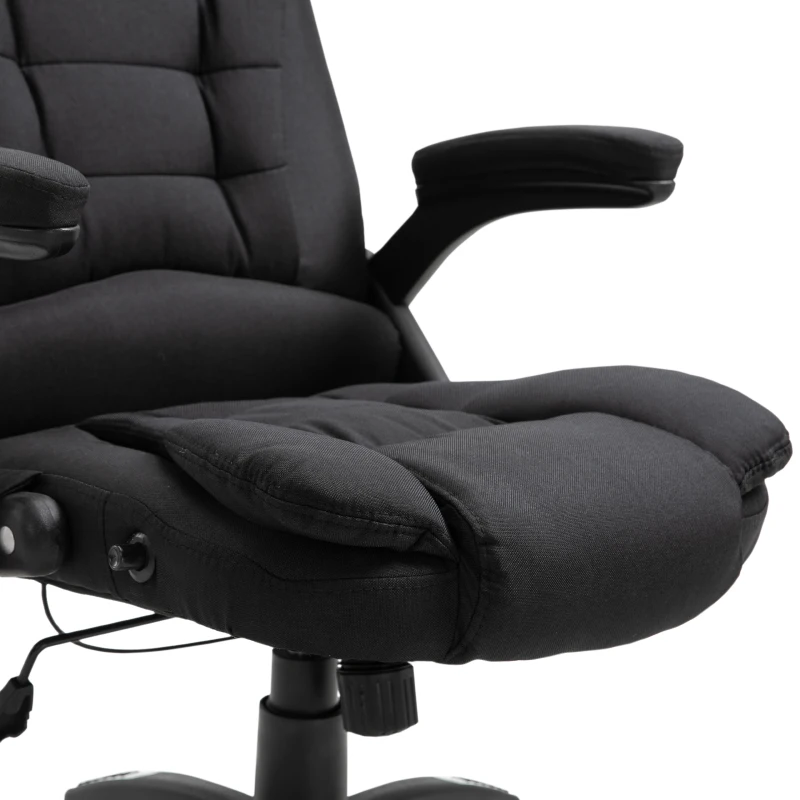 Vinsetto Cadeira de Escritório com 6 Pontos de Massagem Reclinável até 130° com Função de Aquecimento 68x72x110-120 cm Preto