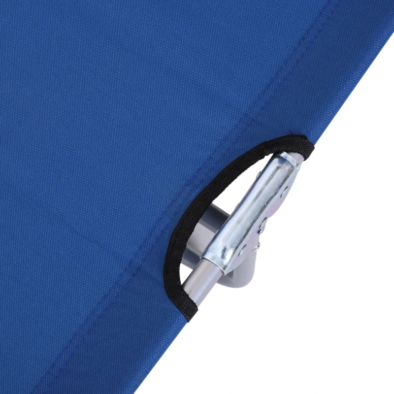 Outsunny Transat Bain de Soleil Pliable Chaise Longue Pliante Grand Confort Dossier Inclinable Multi-positions et Pare-Soleil réglable Dim. 187L x 58l x 36H cm bleu