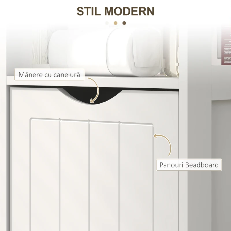 HOMCOM Mobilier de Baie cu 3 Rafturi Deschise și 2 Sertare, 30x30x141.2 cm, Alb