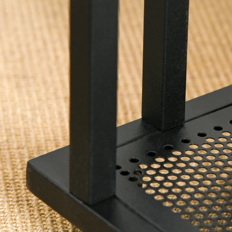 HOMCOM Mesa Lateral mesa Auxiliar com Rodas para Sofá Sala de Estar Dormitório Estilo Industrial Retrô Metal e Madeira 51x36x65cm Madeira e Preto