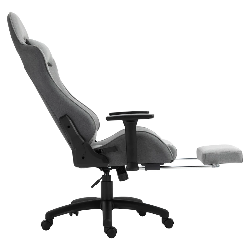 Vinsetto Bürostuhl Computerstuhl Drehstuhl mit abnehmbarem Kopf- und Lendenkissen Wippenfunktion ergonomischer Schreibtischstuhl drehbar höhenverstellbar mit Fußstütze PP Grau 73x57x127-135 cm