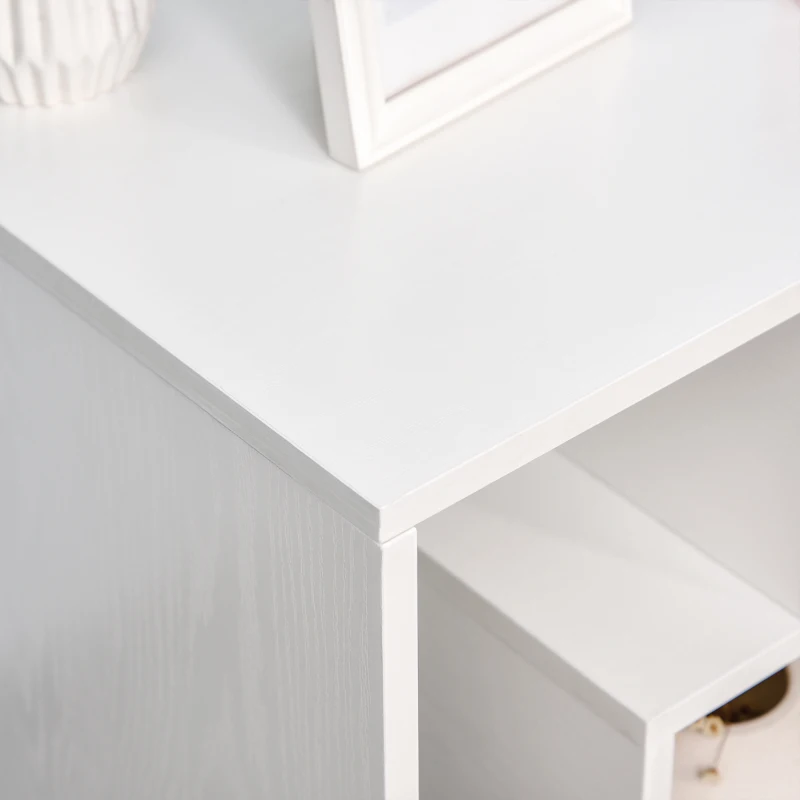 HOMCOM Mesa de Apoio mesa auxiliar para sala e quarto estante para arrumação 45x40x55 cm Branco