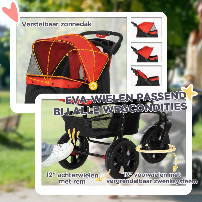 PawHut hondentrolley hondenbuggy rood zwart(m-6)