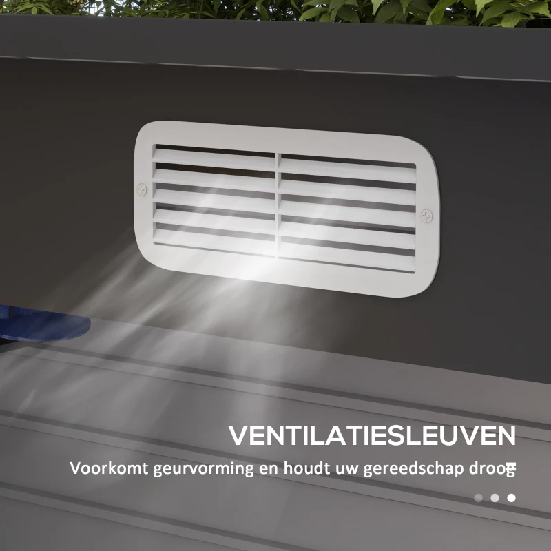 Outsunny Stalen tuinschuurtje, Geräteschuppen, Dubbele Deuren, 249B x 121D x 166/183H cm, Grijs(m-4)