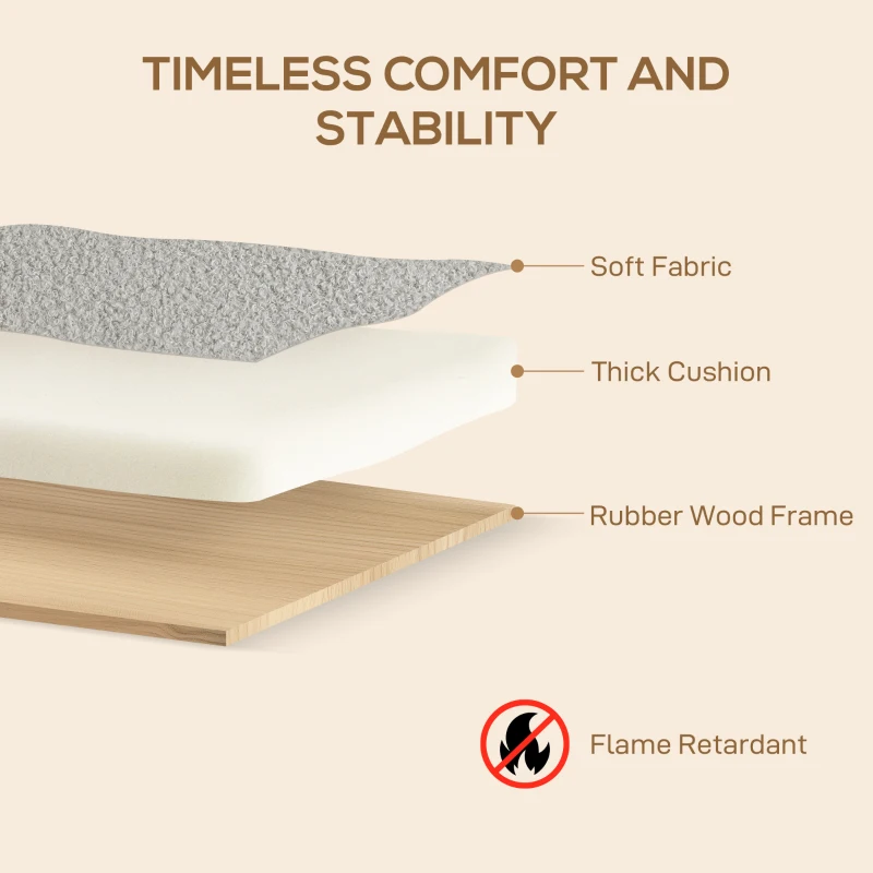 HOMCOM Small Sherpa Fabric 2 Seater Sofa Settee - Light Grey