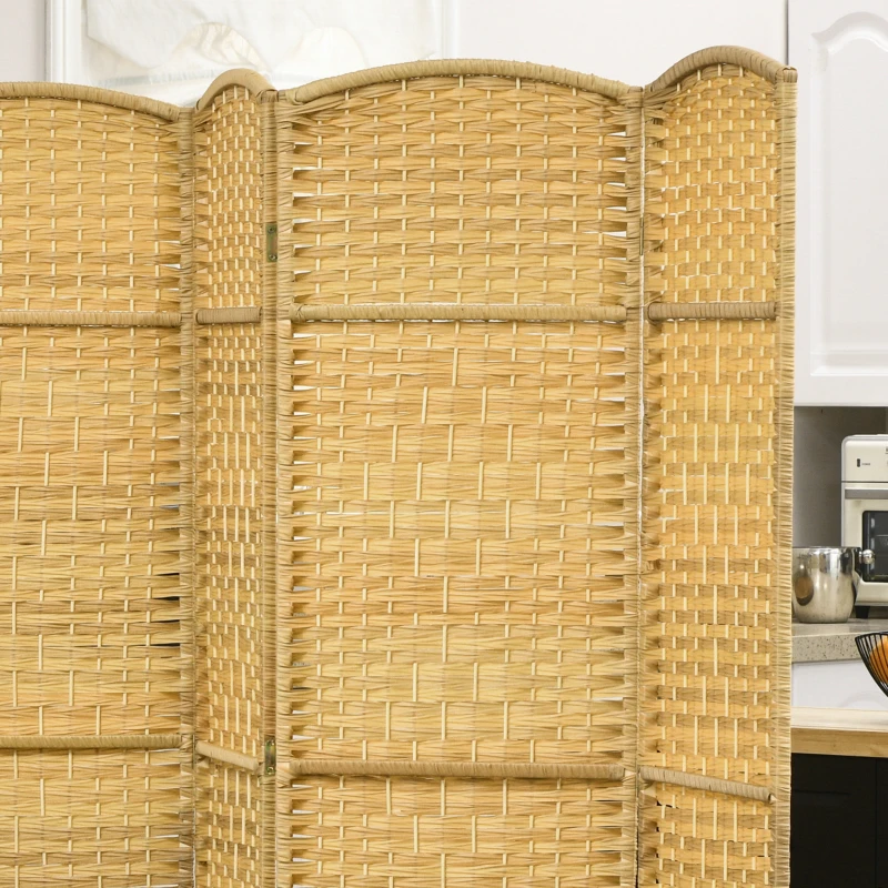 HOMCOM Separador de Ambientes de 6 Paneles Biombo Plegable 270x180 cm Pantalla de Privacidad de Polipropileno Natural