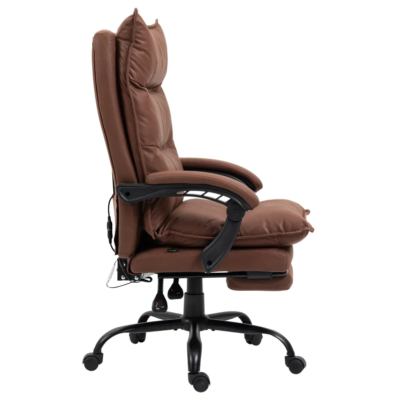 Vinsetto Bürostuhl mit Massage- und Heizfunktion, Fußstütze, verstellbar, bis 120 kg, Braun(m-10)