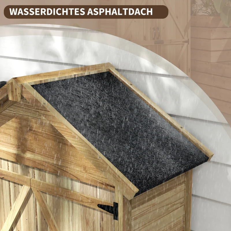 Outsunny Tuinhuis Tuinschuur Tuinkast, weerbestendig, vintage design, 102 cm x 54 cm x 177 cm, Natuur(m-5)