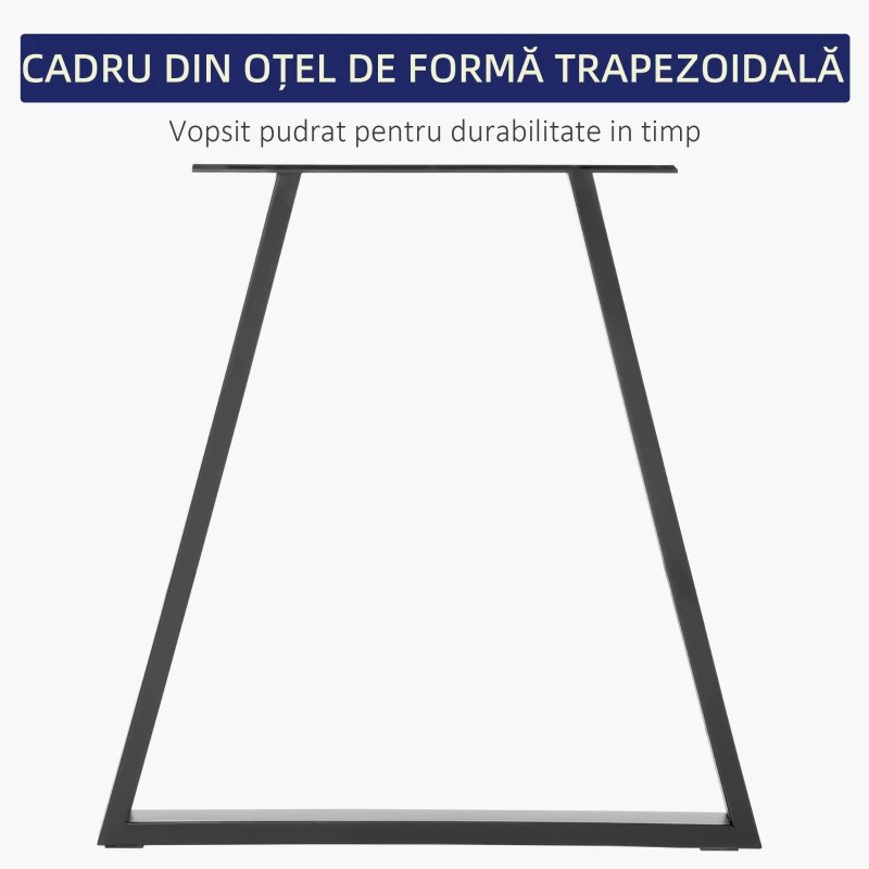 HOMCOM Set 2 Picioare de Masă Trapezoidale cu 6 Găuri și 12 Șuruburi, 70x5x72 cm, Negru