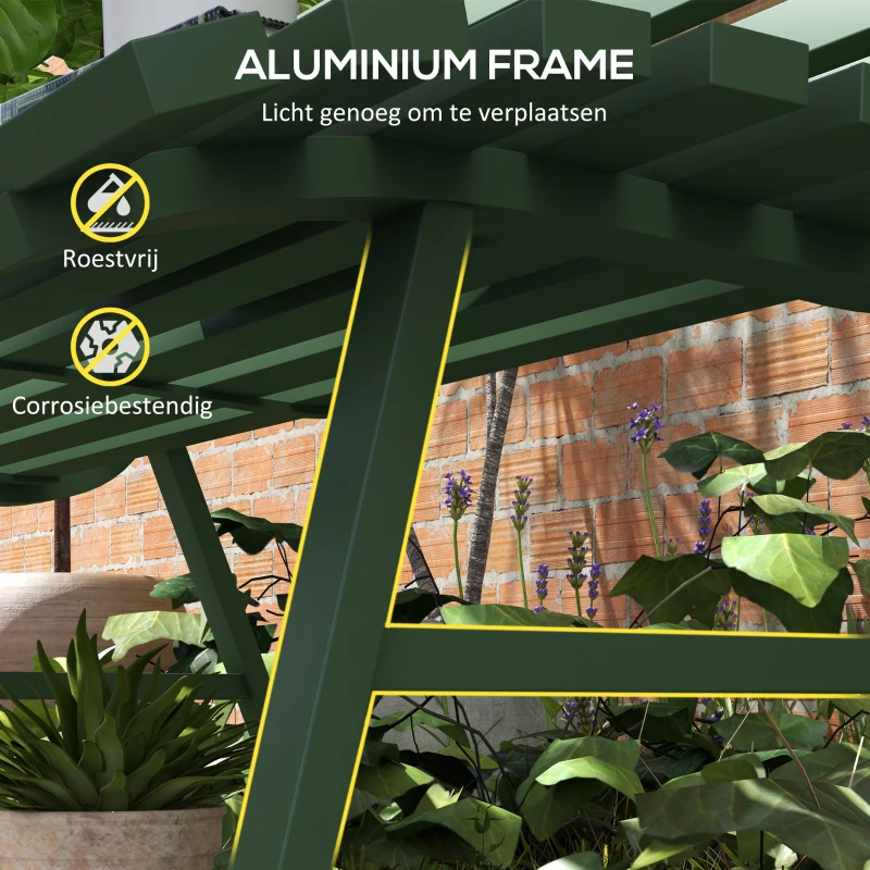 Outsunny Groene Tuinbank, Parkbank, Zitbank in Latdesign, Weerbestendig, Aluminium, 123 x 67 x 79 cm