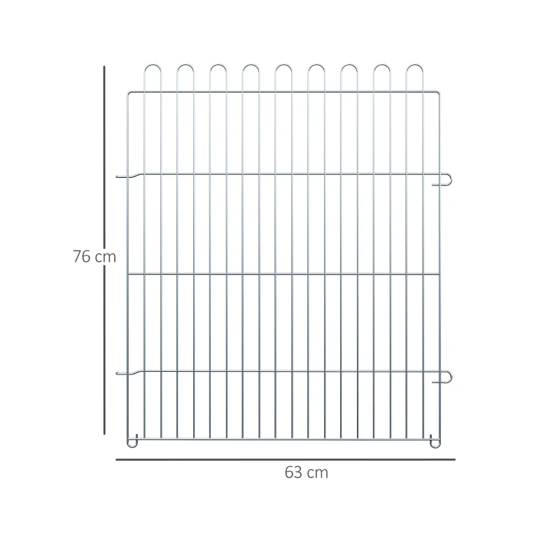 PawHut Parque para Animais de Estimação com 8 Paineis 63x76cm Cerca para Animais de Estimação com Porta com Trava para Jardim Pátio Exterior Prata