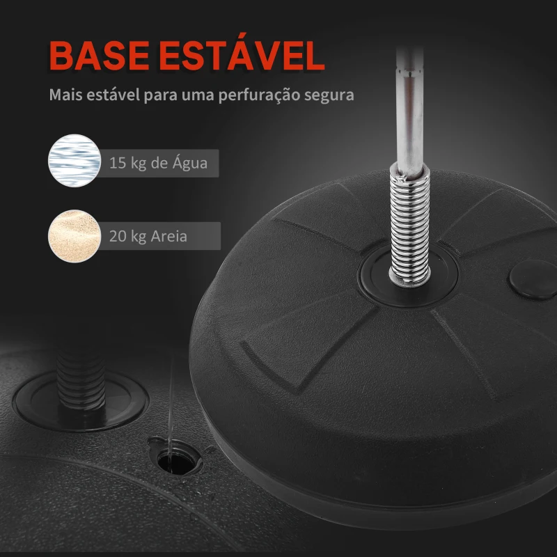 HOMCOM Punching Ball de Boxe com Altura Ajustável Base Recarregável e Luvas para Adolescentes Ø43x125-145 cm Vermelho e Preto