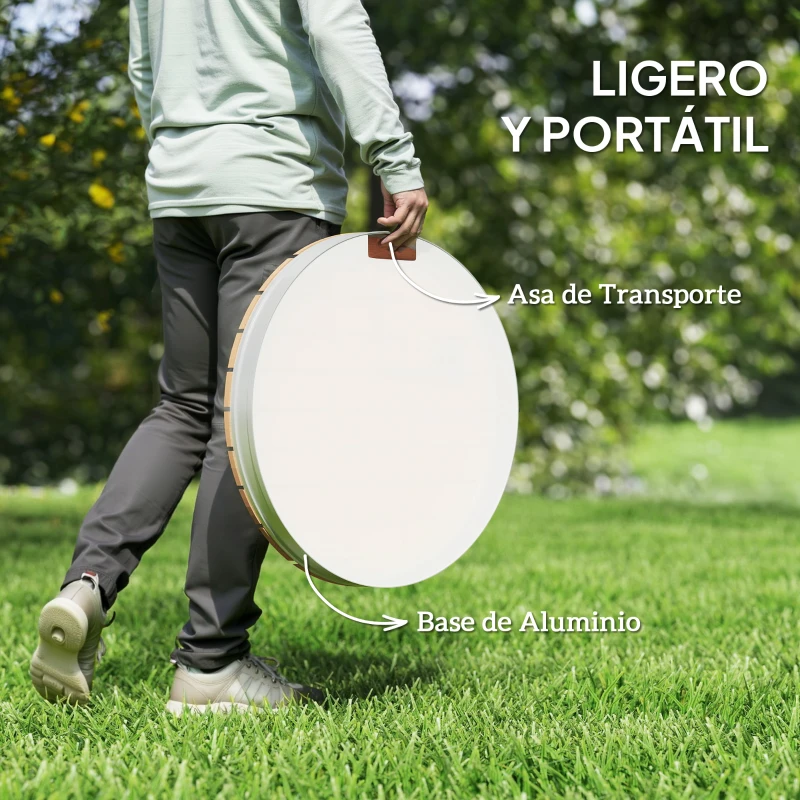 Outsunny Ducha Redonda de Suelo Ø70,5 cm con Chorro hasta 4 m con Estructura de Aluminio Resistente a los Rayos UV