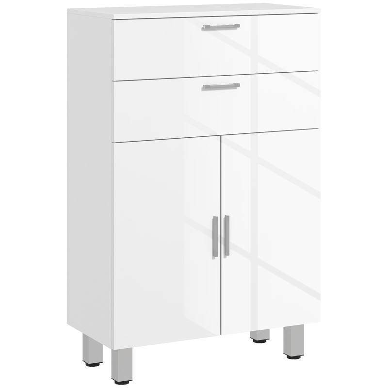 kleankin Mobile Bagno con 2 Cassetti e Armadietto con Ripiano Regolabile, in Legno, 60x30x93 cm, Bianco