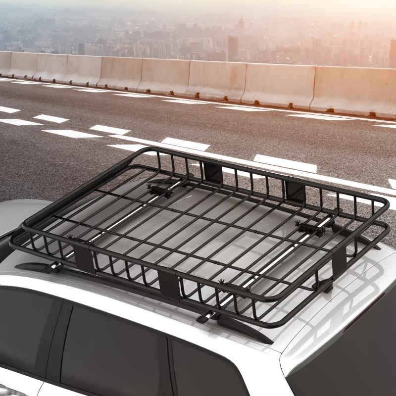 HOMCOM Universele dakkoffer autodakdrager dakbagagerek bagagemand bagagerek plank metaal zwart 162 x 99 x 16 cm | Aosom.de(m-10)