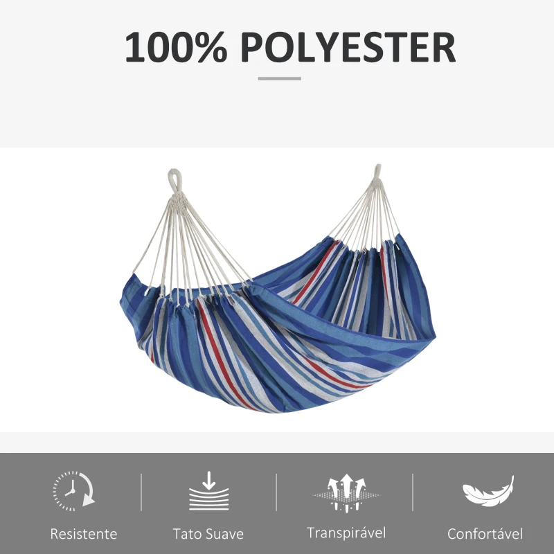 Outsunny Cama Rede para Campismo Praia Jardim Carga Máxima 180 kg 210x150cm Azul e Vermelho