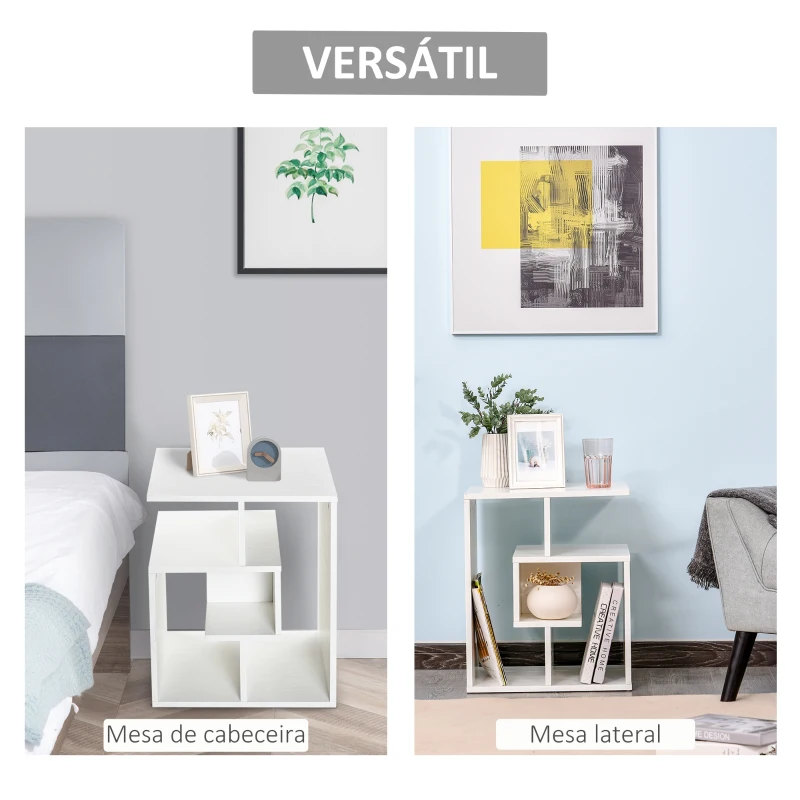 HOMCOM Mesa de Apoio mesa auxiliar para sala e quarto estante para arrumação 45x40x55 cm Branco