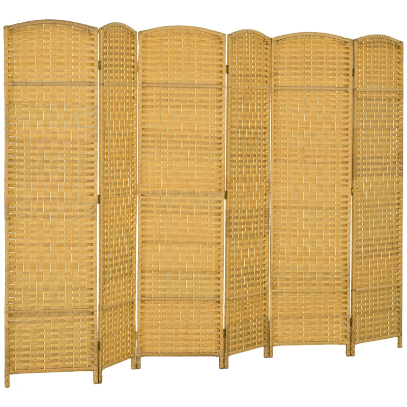 HOMCOM Separador de Ambientes de 6 Paneles Biombo Plegable 270x180 cm Pantalla de Privacidad de Polipropileno Natural
