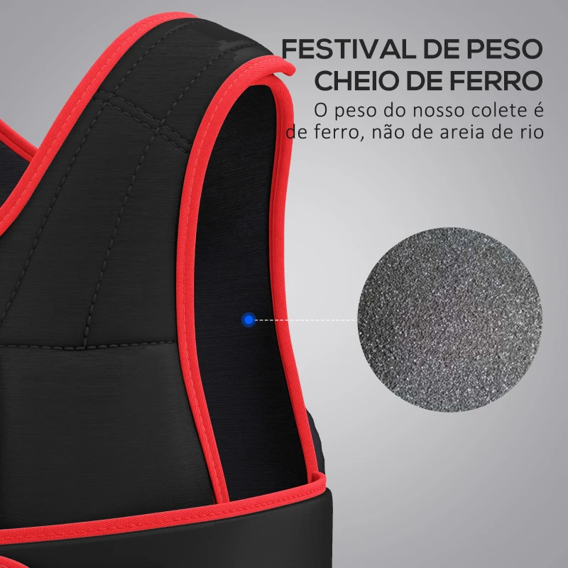 HOMCOM Colete de treinamento Máximo de 15 kg Velcro Cinto duplo