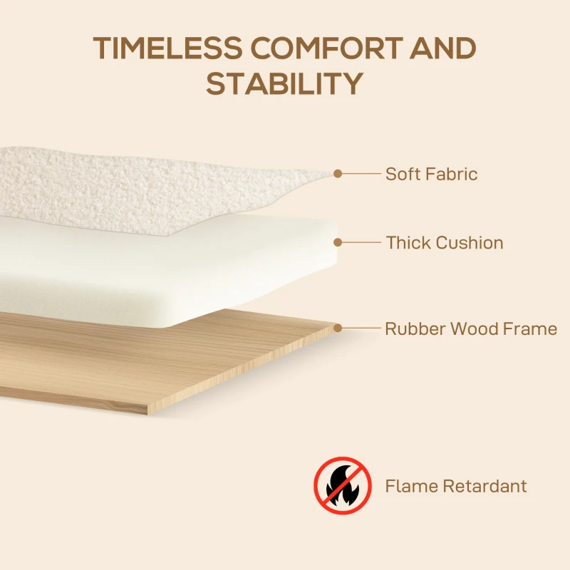 HOMCOM Small Sherpa Fabric 2 Seater Sofa Settee - Cream White