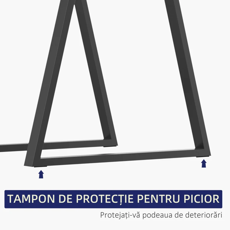 HOMCOM Set 2 Picioare de Masă Trapezoidale cu 6 Găuri și 12 Șuruburi, 70x5x72 cm, Negru