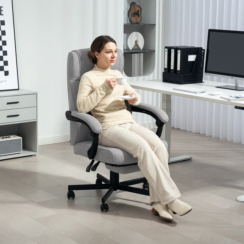 HOMCOM Ergonomische Bureaustoel met Massage en Ligfunctie Voetsteun Grijs