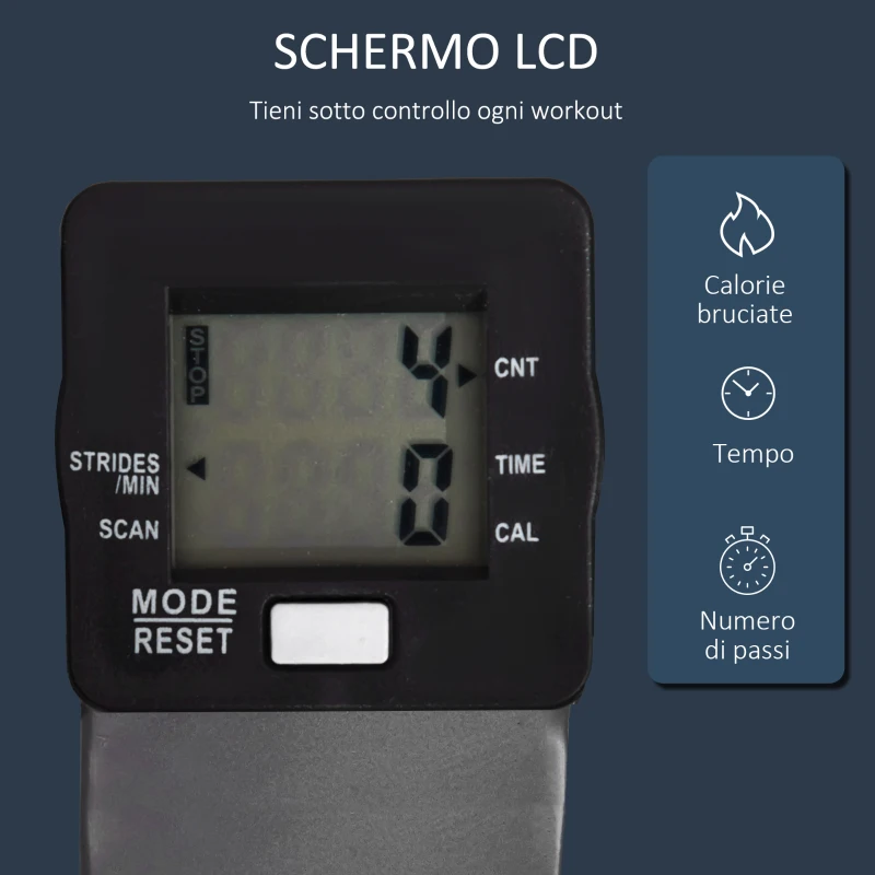 HOMCOM Stepper Fitness con Maniglia e Monitor LCD per Allenamento a Casa e Palestra, Argento