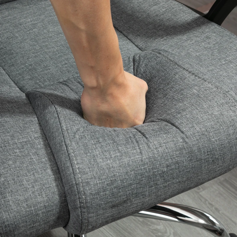 Vinsetto Bürostuhl Computerstuhl mit Wippenfunktion Kopfstütze ergonomischer Schreibtischstuhl drehbar höhenverstellbar Leinen-Touch Grau  62 x 76 x 110-119 cm