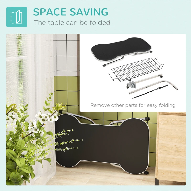 PawHut Pet Foldable Grooming Table w/ Adjustable Arm Non-Slip Tabletop Leash