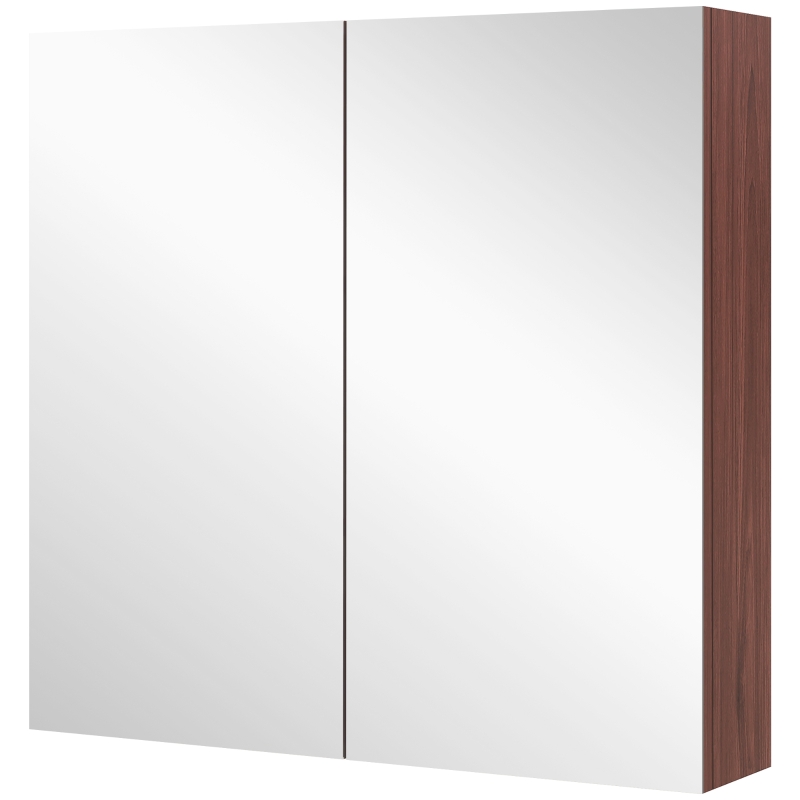 kleankin 63Wx60H cm Double Door Wall-Mount Bathroom Mirrored Cabinet Medicine Storage Closet
