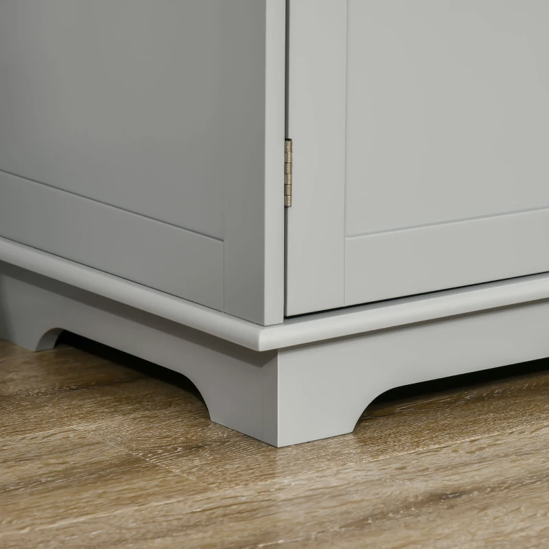 HOMCOM Sideboard with Rubberwood Top and Adjustable Shelves for Dining Room, Kitchen - Grey