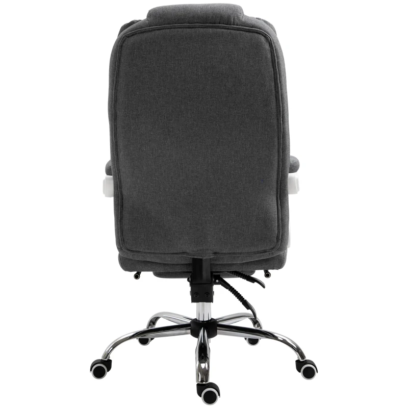 Vinsetto Bürostuhl mit ausklappbarer Fußstütze, Chefsessel, verstellbare Rückenlehne, Leinenoptik, Grau