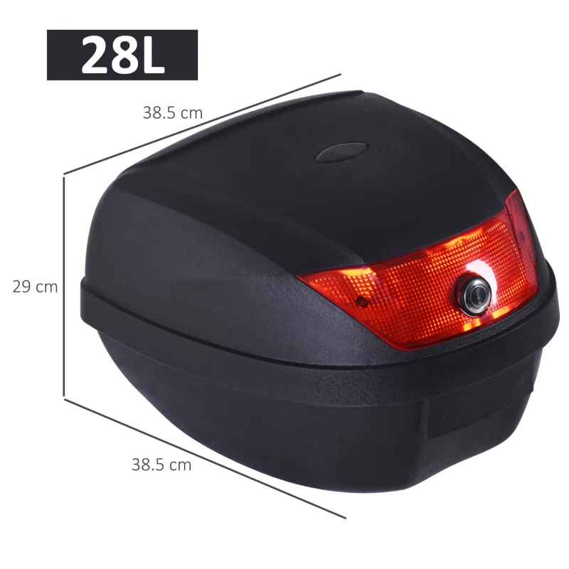 HOMCOM 28L Motorcycle Tail Box W/ 2 Keys-Black/Red
