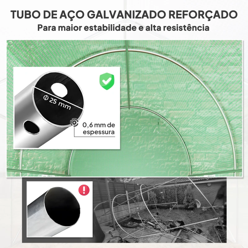 Outsunny Estufa Tipo Túnel 298x197x189 cm com Porta e 4 Janelas para Cultivo de Plantas e Verduras com Cobertura PE 140g/㎡ Verde
