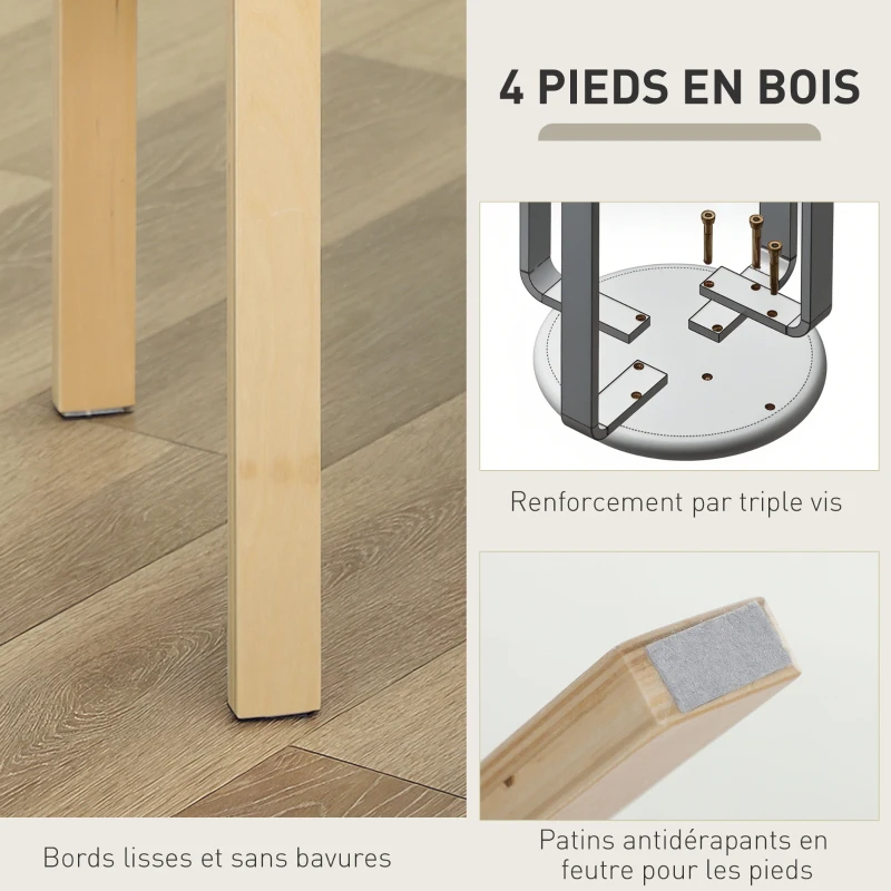 HOMCOM Ensemble de 4 tabourets empilables ronds sans dossier avec assise rembourrée, 40 x 40 x 45 cm, gris
