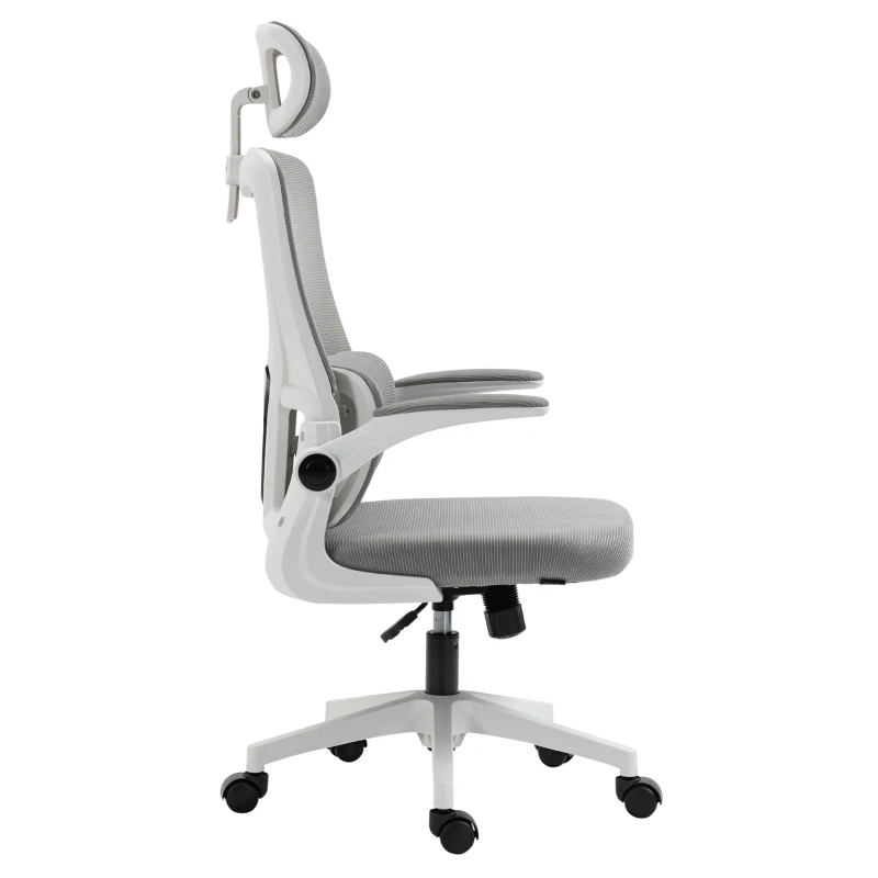 Vinsetto Bürostuhl, höhenverstellbar, neigbare Rückenlehne, verstellbare Kopfstütze, bis 120 kg, 60x59x114-122 cm, Grau