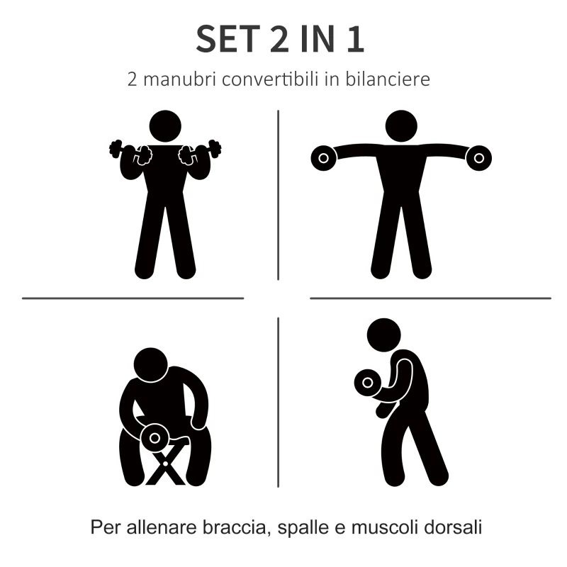 Homcom Set Gantere/Haltera 25 kg cu 12 discuri reglabile