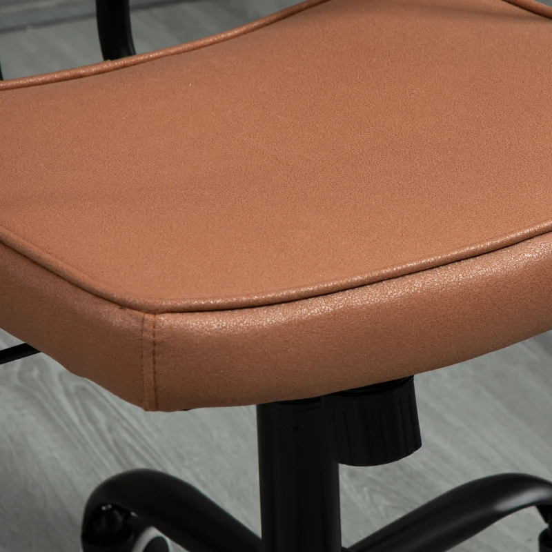 Vinsetto Bürostuhl mit Rollen Drehstuhl Schreibtischstuhl für Büro höhenverstellbar mit Wippfunktion 360°-Drehung neigbar Schaumstoff Braun 61 x 58 x 82-91 cm