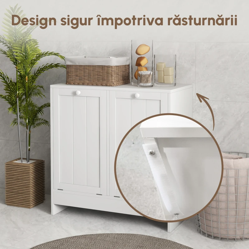 Kleankin Dulap Spalatorie – 2 Cosuri Rabatabile & Spatiu Depozitare, Alb(m-7)