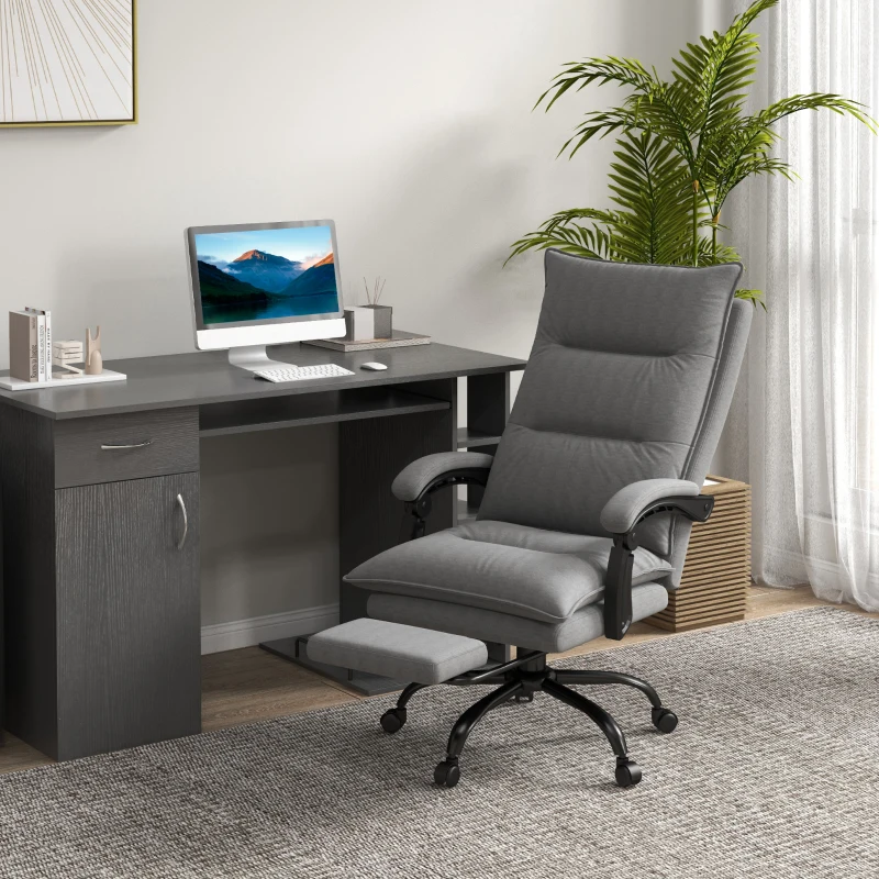 Vinsetto Bürostuhl mit Massagefunktion, Heizfunktion, Fernbedienung, ausfahrbare Fußstütze, neigbar, grau