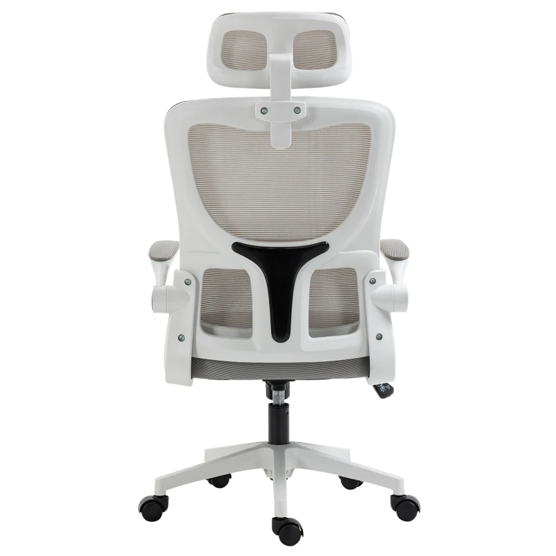 Vinsetto Bürostuhl, höhenverstellbar, neigbare Rückenlehne, verstellbare Kopfstütze, bis 120 kg, 60x59x114-122 cm, Grau